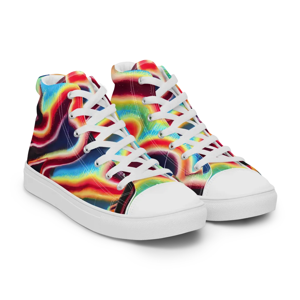 Afterdark Rainbow on Men's High Top Canvas Shoes — Right Front