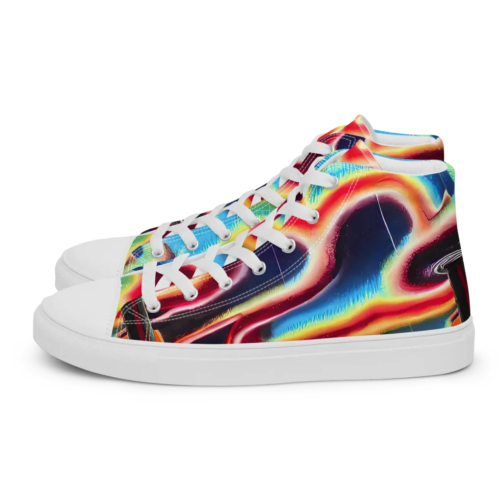 Afterdark Rainbow on Men's High Top Canvas Shoes — Left