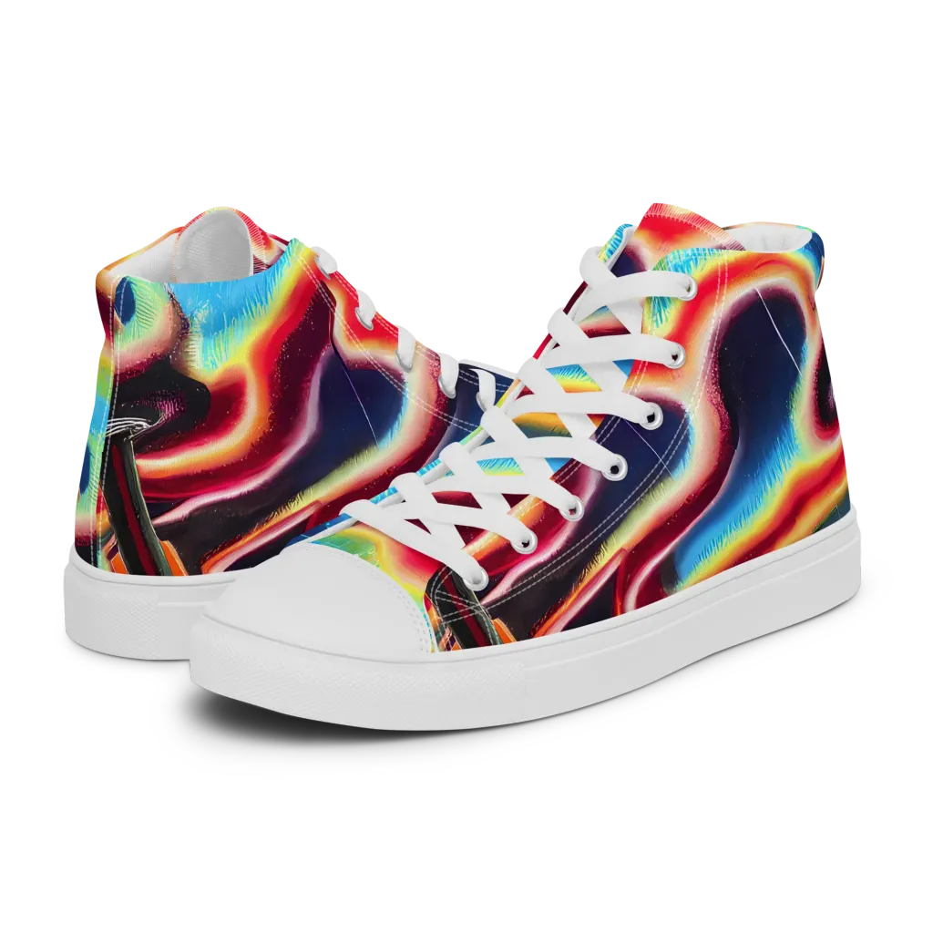 Afterdark Rainbow on Men's High Top Canvas Shoes — Left