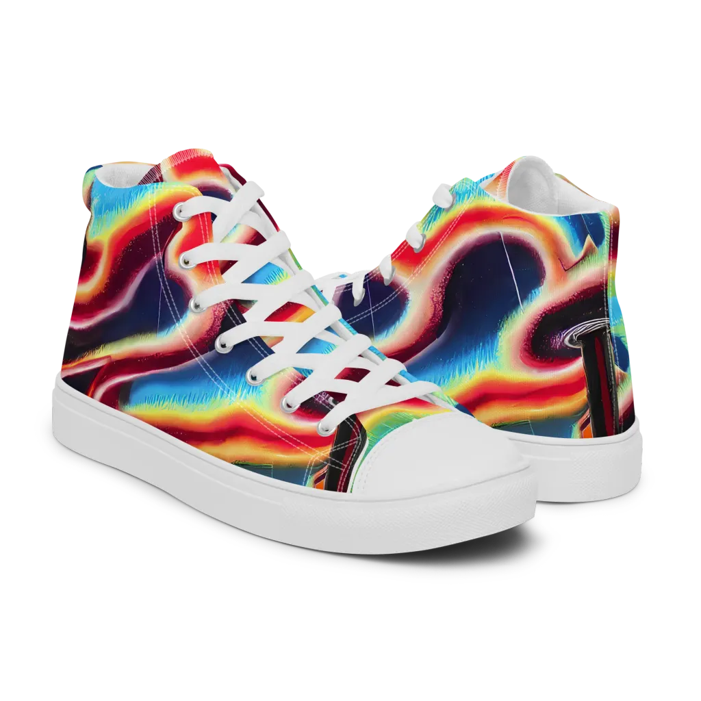 Afterdark Rainbow on Men's High Top Canvas Shoes — Right