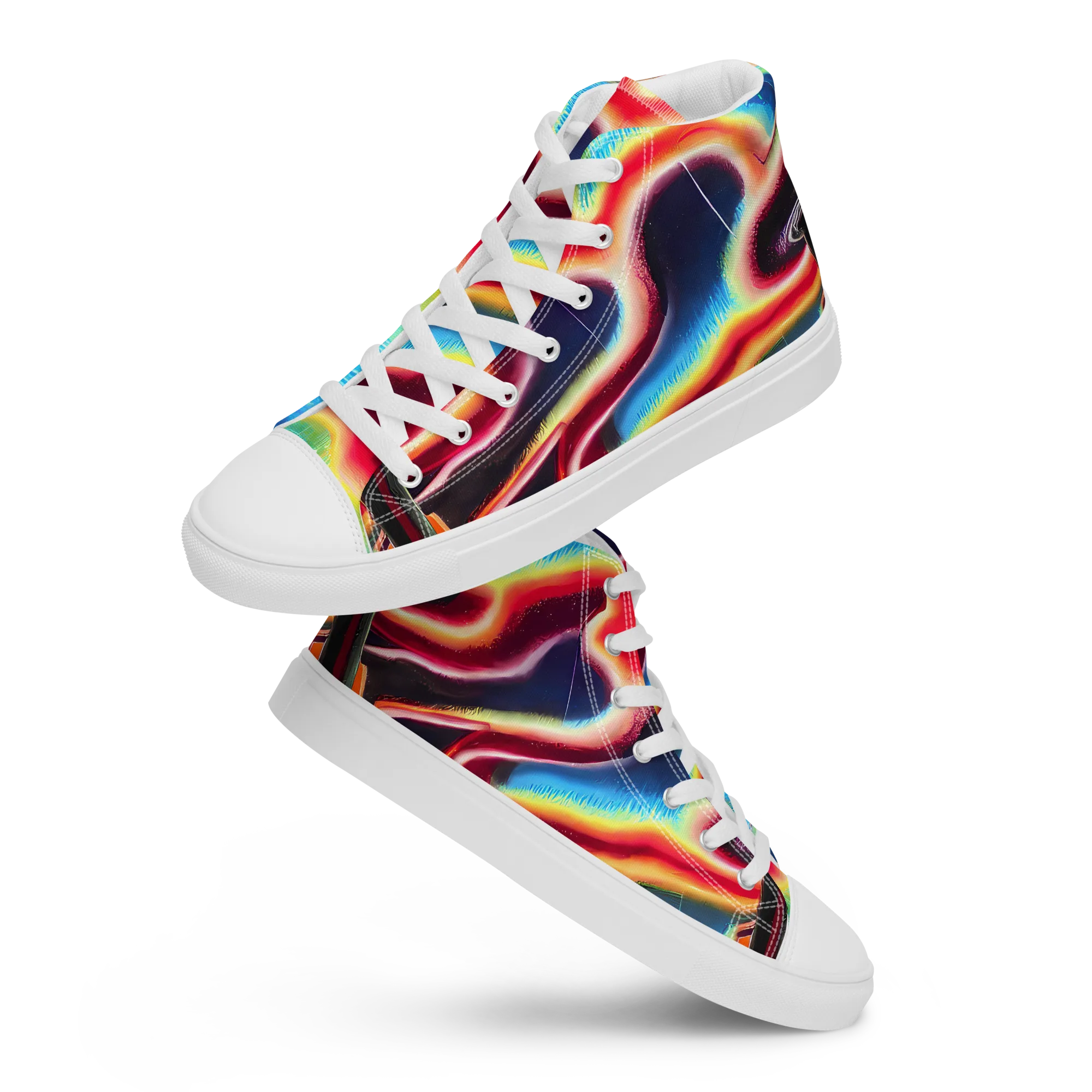 Afterdark Rainbow on Men's High Top Canvas Shoes — Front