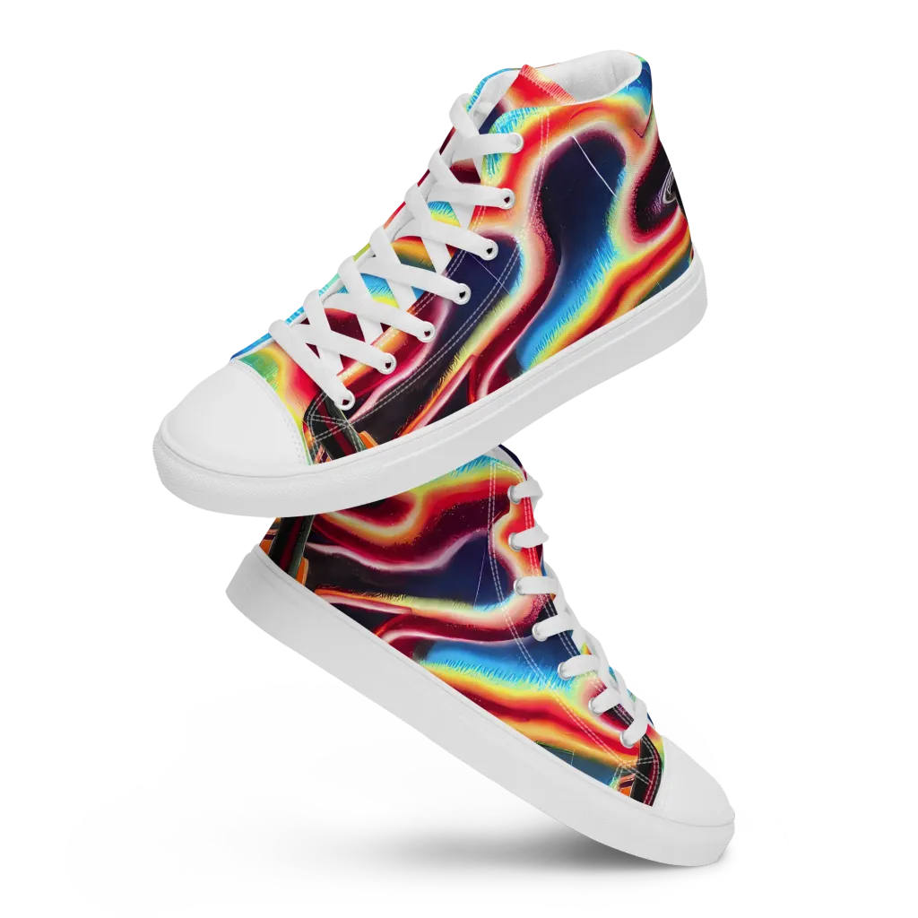 Afterdark Rainbow on Men's High Top Canvas Shoes — Front