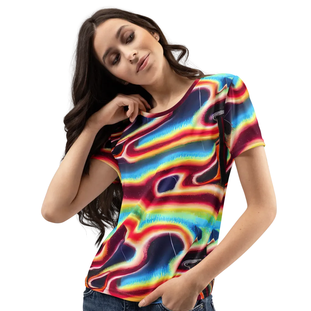 Afterdark Rainbow on Women's Crew Neck T-Shirt — Left Front