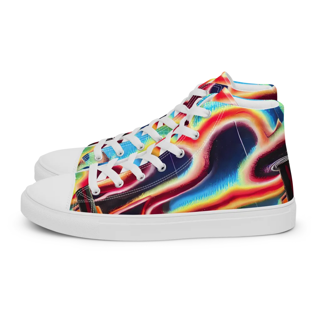 Afterdark Rainbow on Women's High Top Canvas Shoes — Left