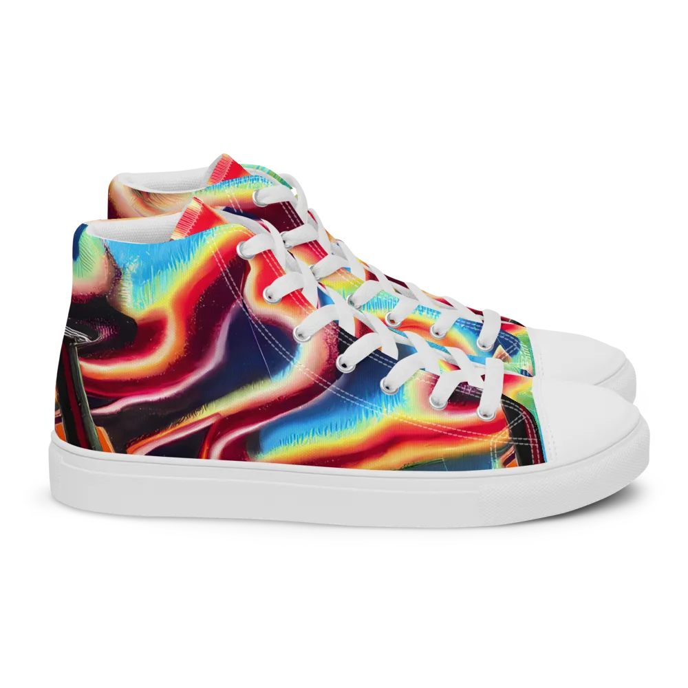 Afterdark Rainbow on Women's High Top Canvas Shoes — Right