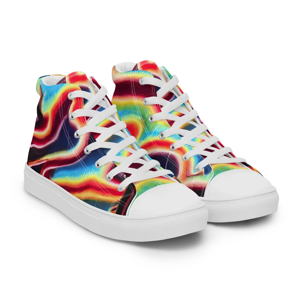 Afterdark Rainbow on Women's High Top Canvas Shoes — Right Front