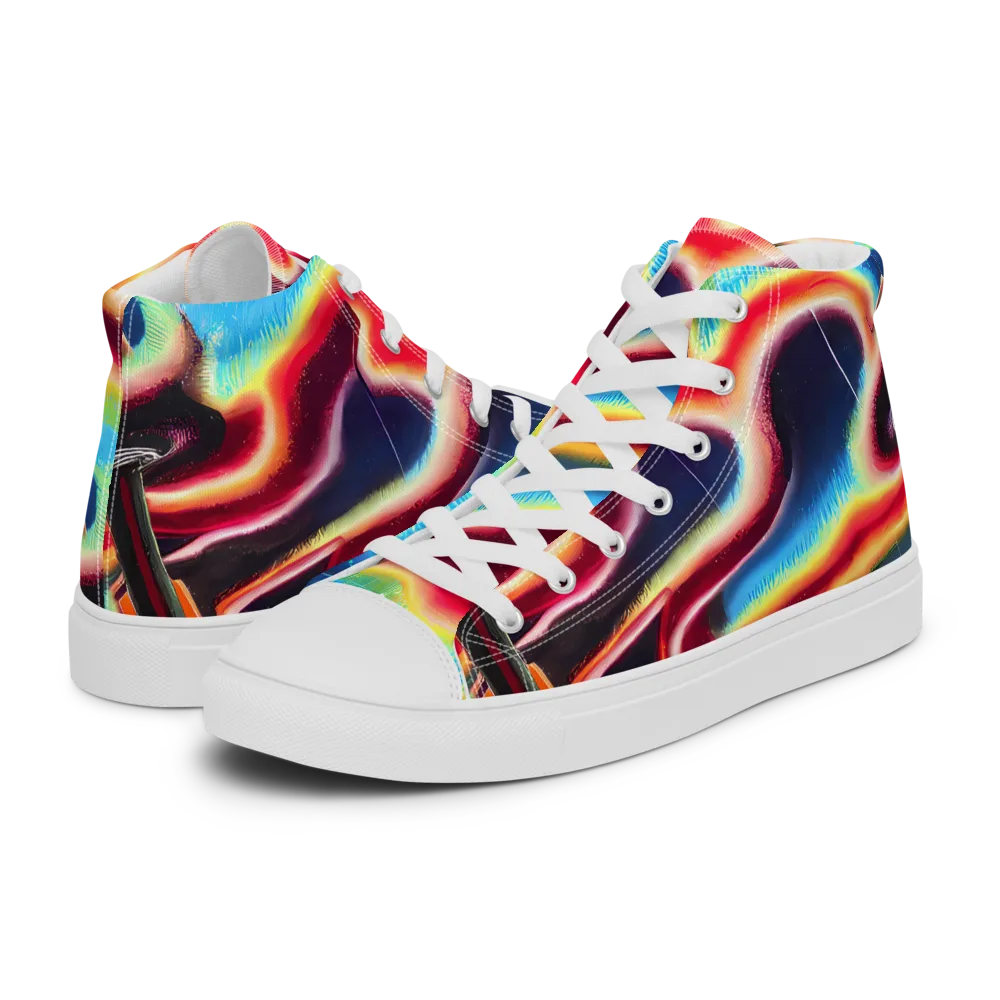 Afterdark Rainbow on Women's High Top Canvas Shoes — Left