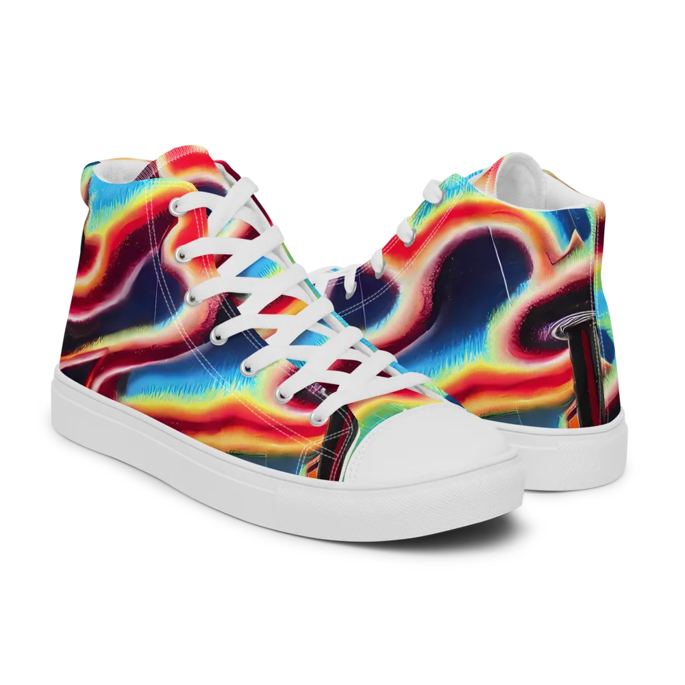 Afterdark Rainbow on Women's High Top Canvas Shoes — Right