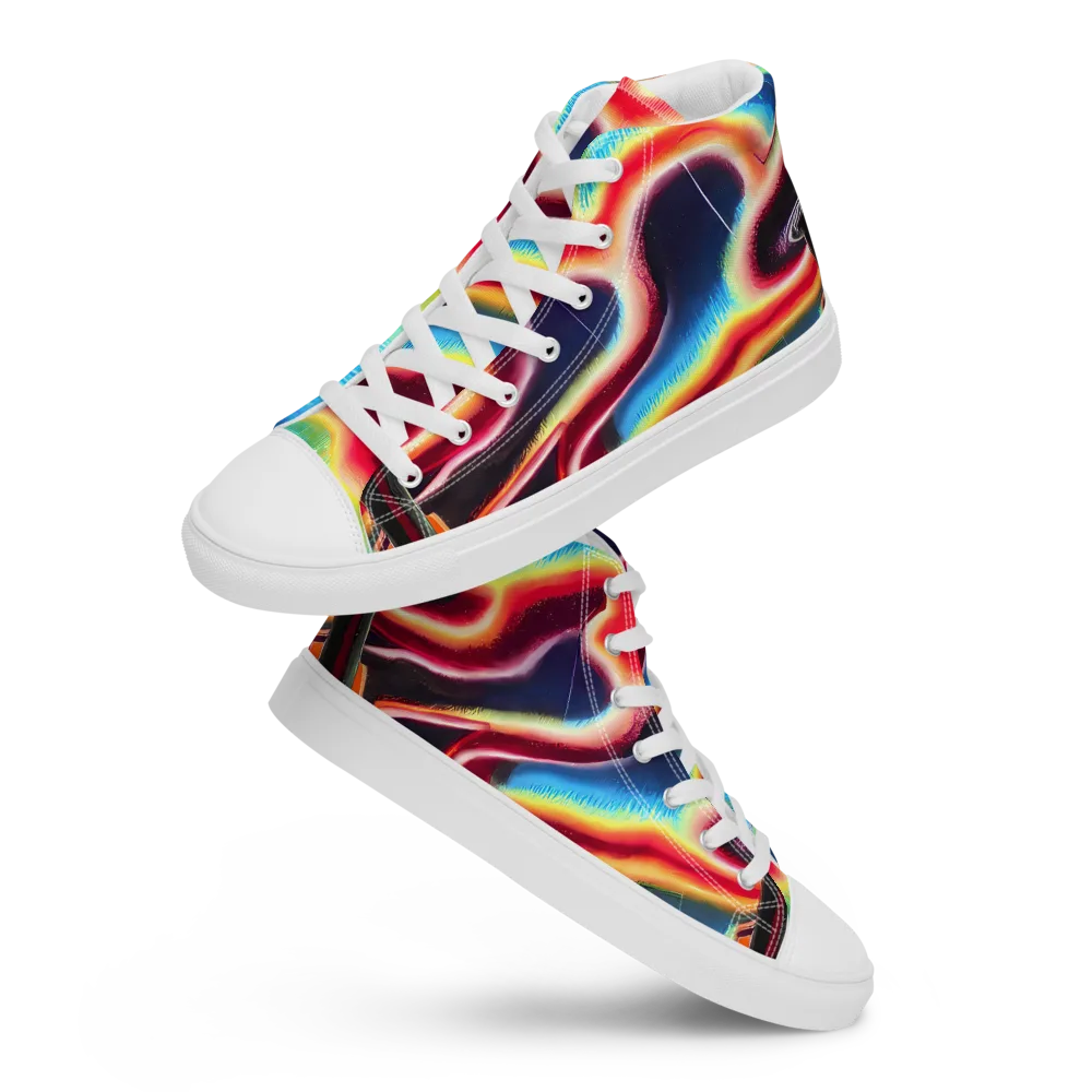 Afterdark Rainbow on Women's High Top Canvas Shoes — Front