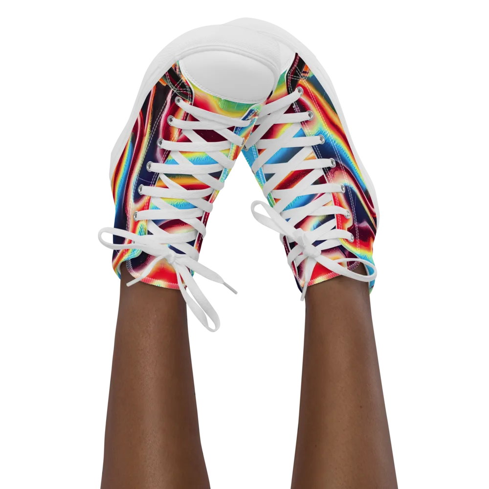 Afterdark Rainbow on Women's High Top Canvas Shoes — Front