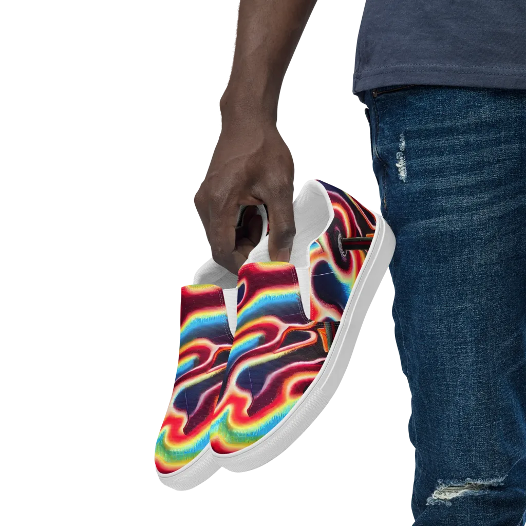Afterdark Rainbow on Men's Slip-On Canvas Shoes — Left Front