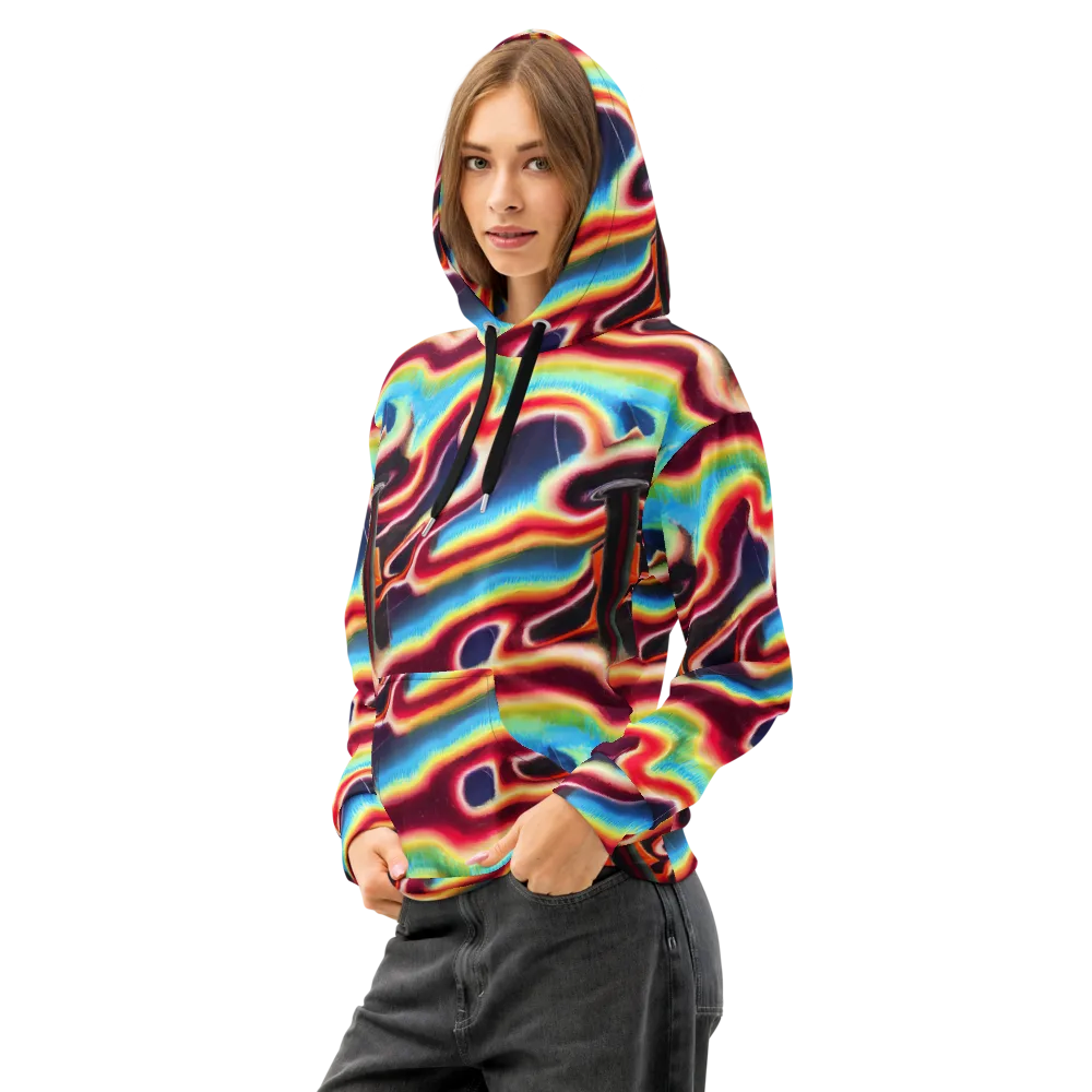 Afterdark Rainbow on Cotton Hoodie — Left Front