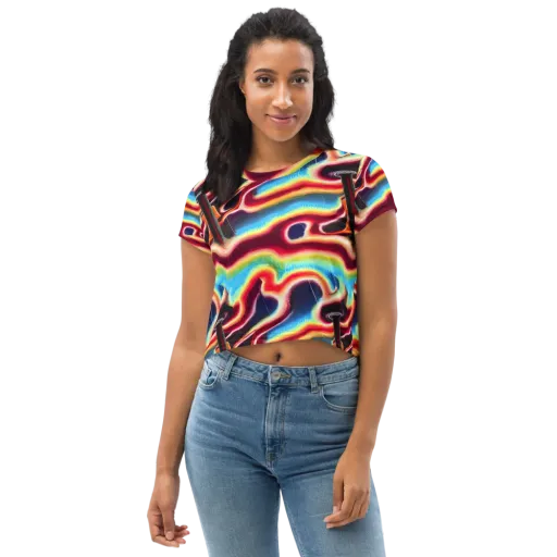 Afterdark Rainbow on a Crop Tee