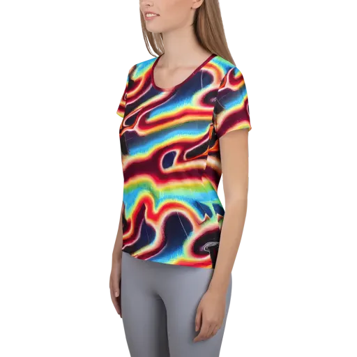 Afterdark Rainbow on a Women's Athletic T-Shirt
