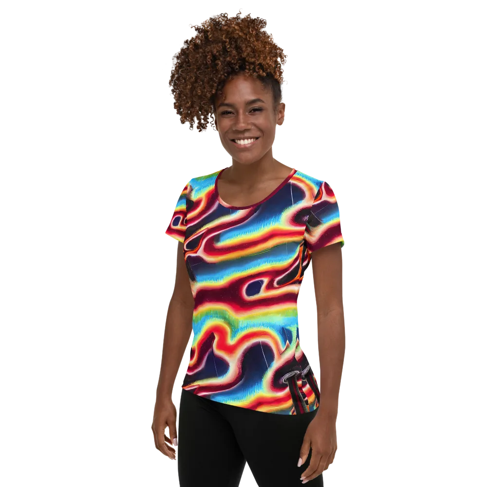 Afterdark Rainbow on Women's Athletic T-Shirt — Left