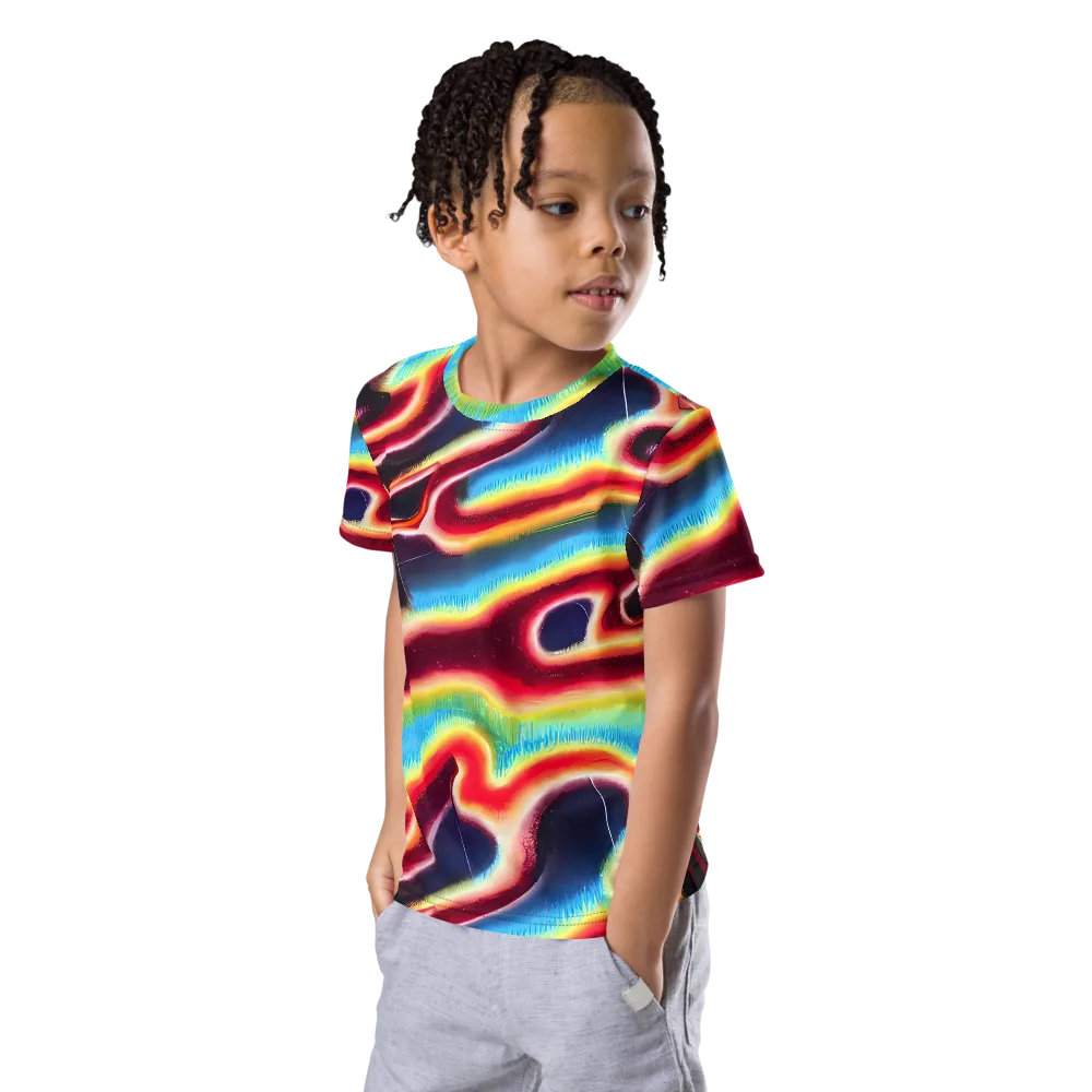 Afterdark Rainbow on Kids Crew Neck T-Shirt — Left Front