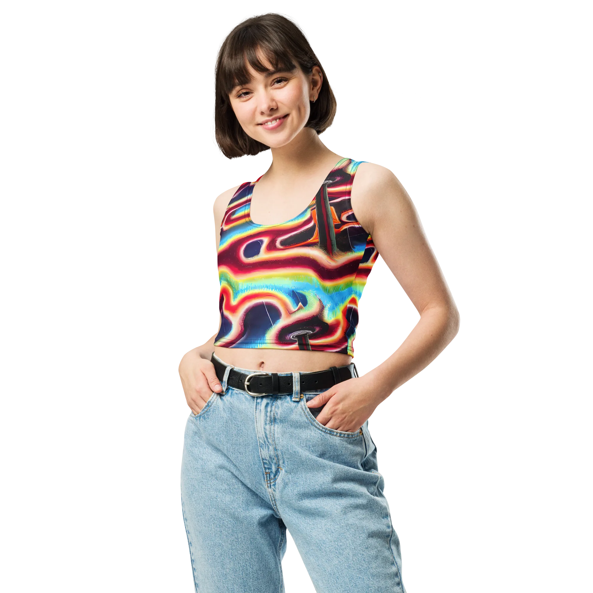 Afterdark Rainbow on Crop Top — Front