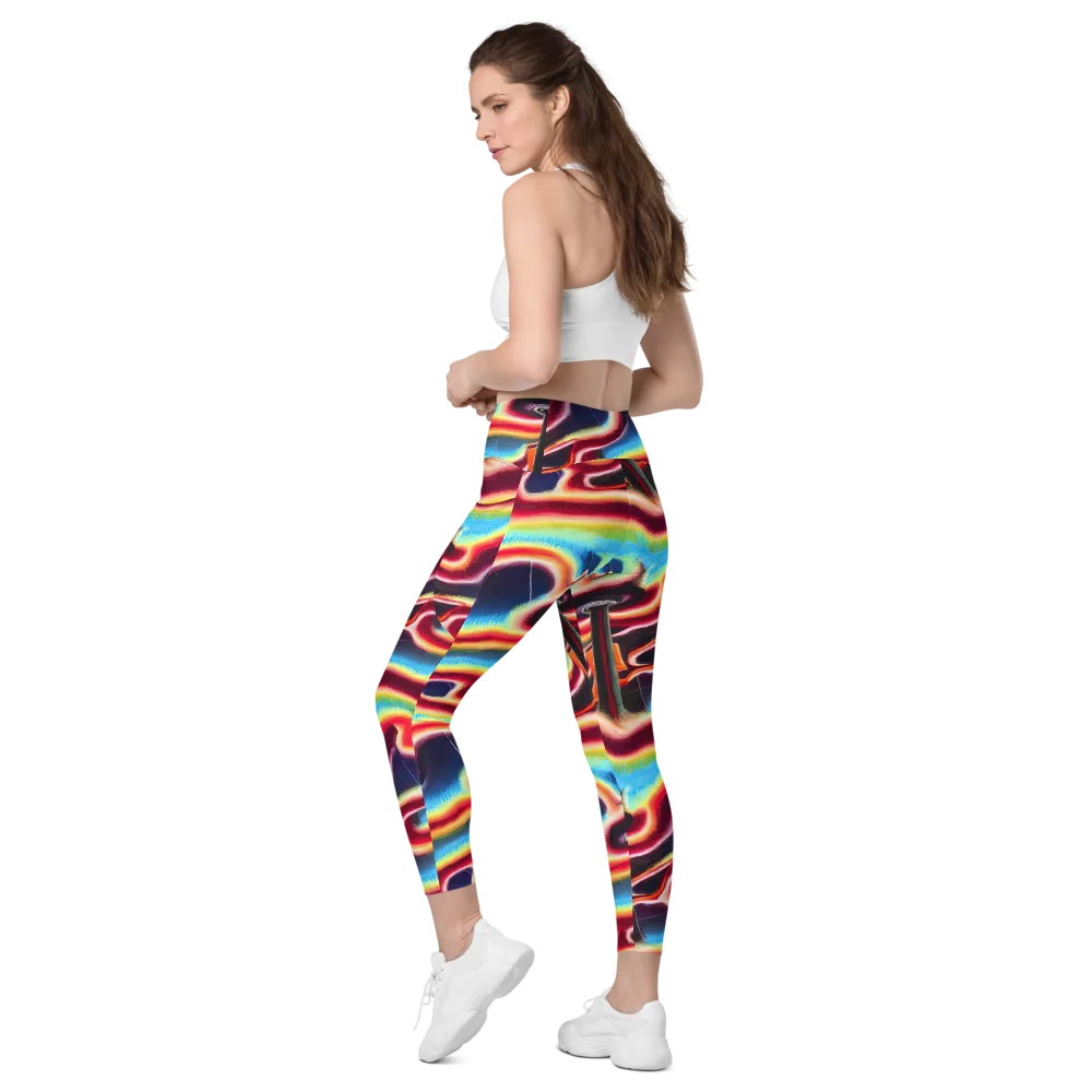 Afterdark Rainbow on Leggings with Pockets — Left Back