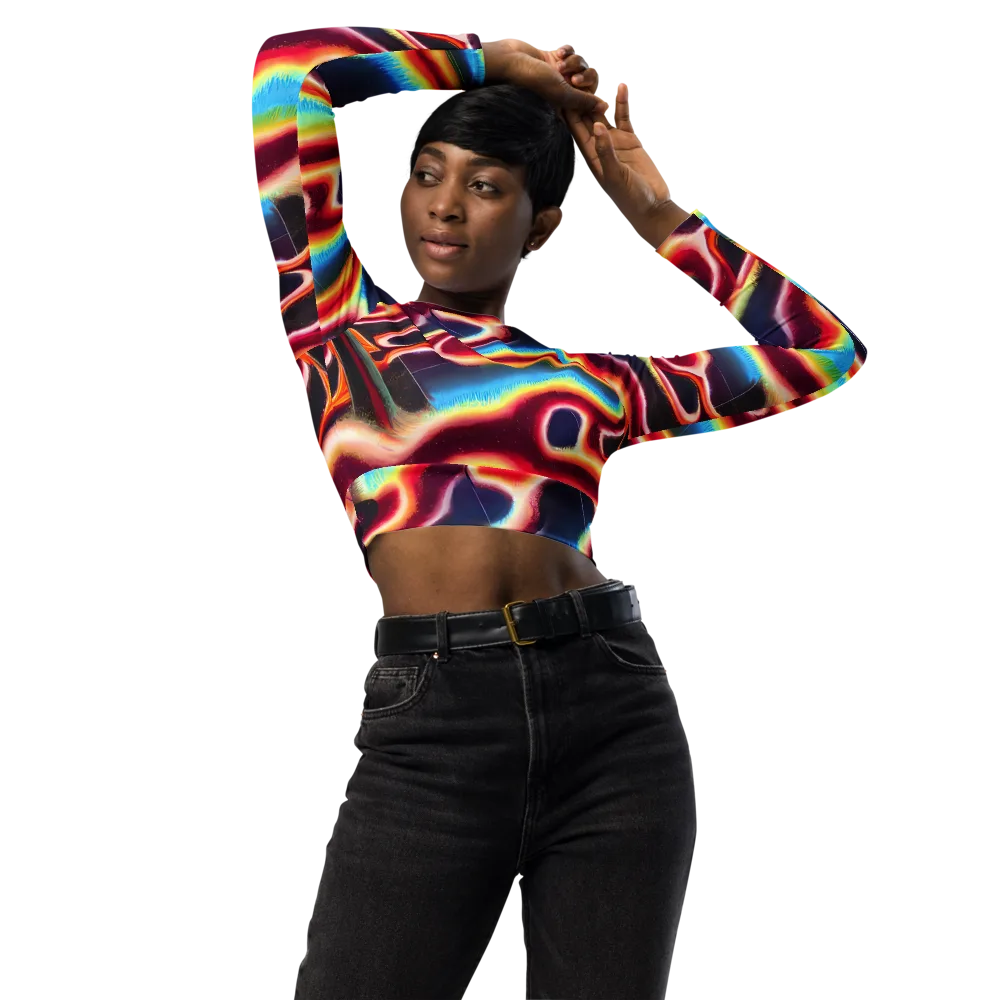 Afterdark Rainbow on Long Sleeve Crop Top — Front