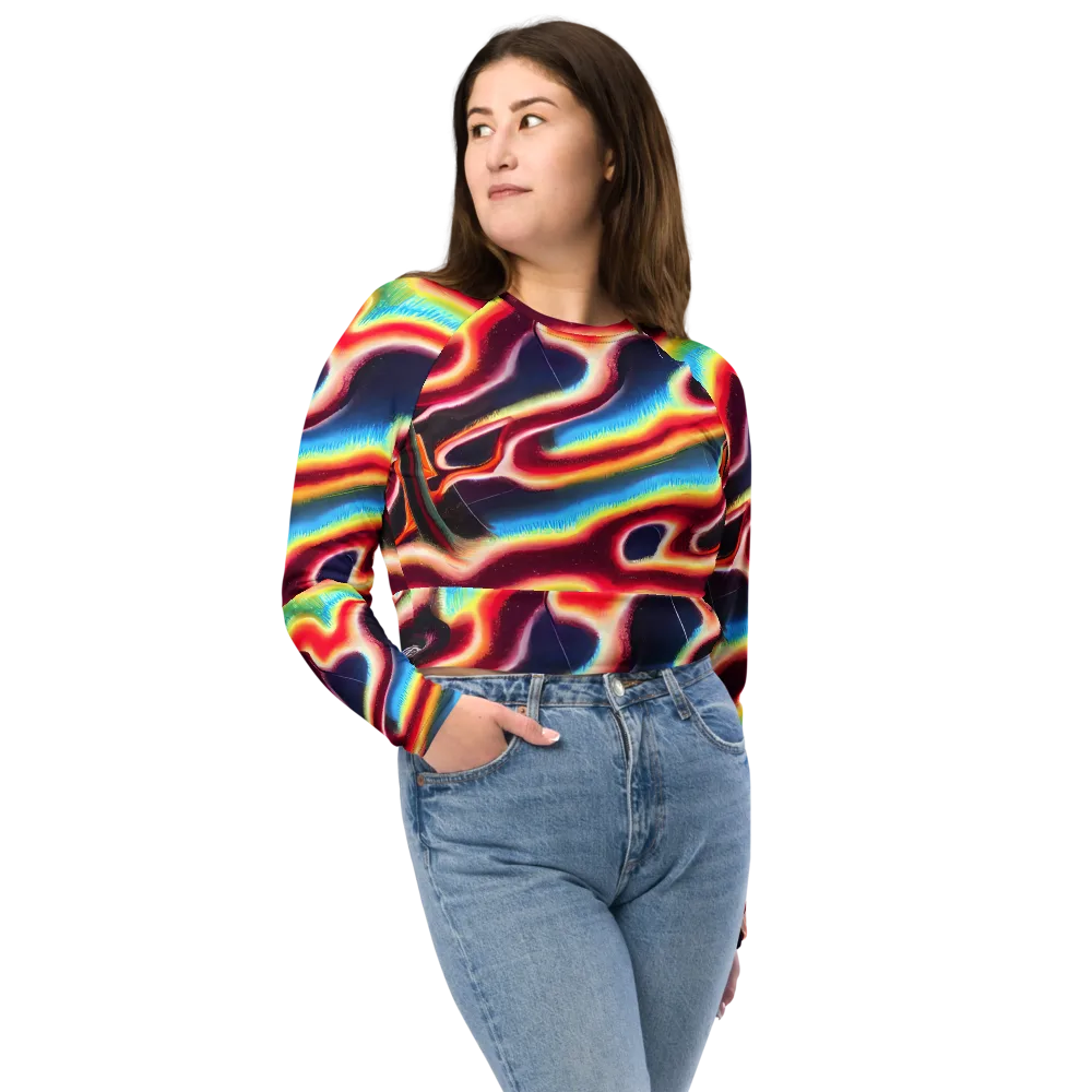 Afterdark Rainbow on Long Sleeve Crop Top — Front