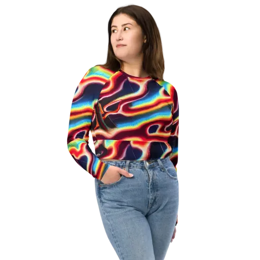 Afterdark Rainbow on a Long Sleeve Crop Top