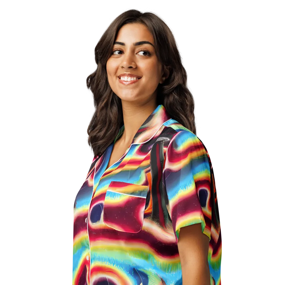 Afterdark Rainbow on Women's Short Sleeve Pajama Top — Left Front