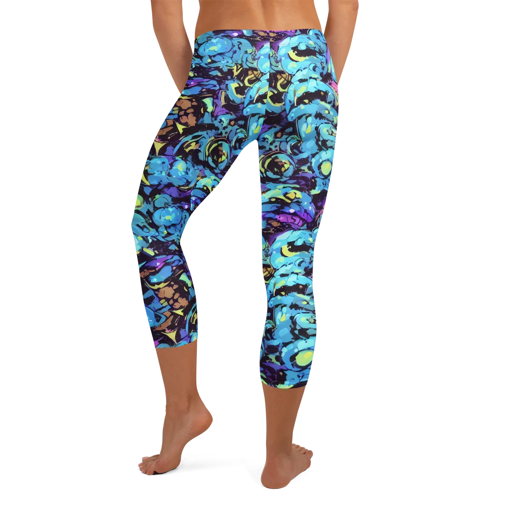 Voltage Bouquet on Capri Leggings — Back