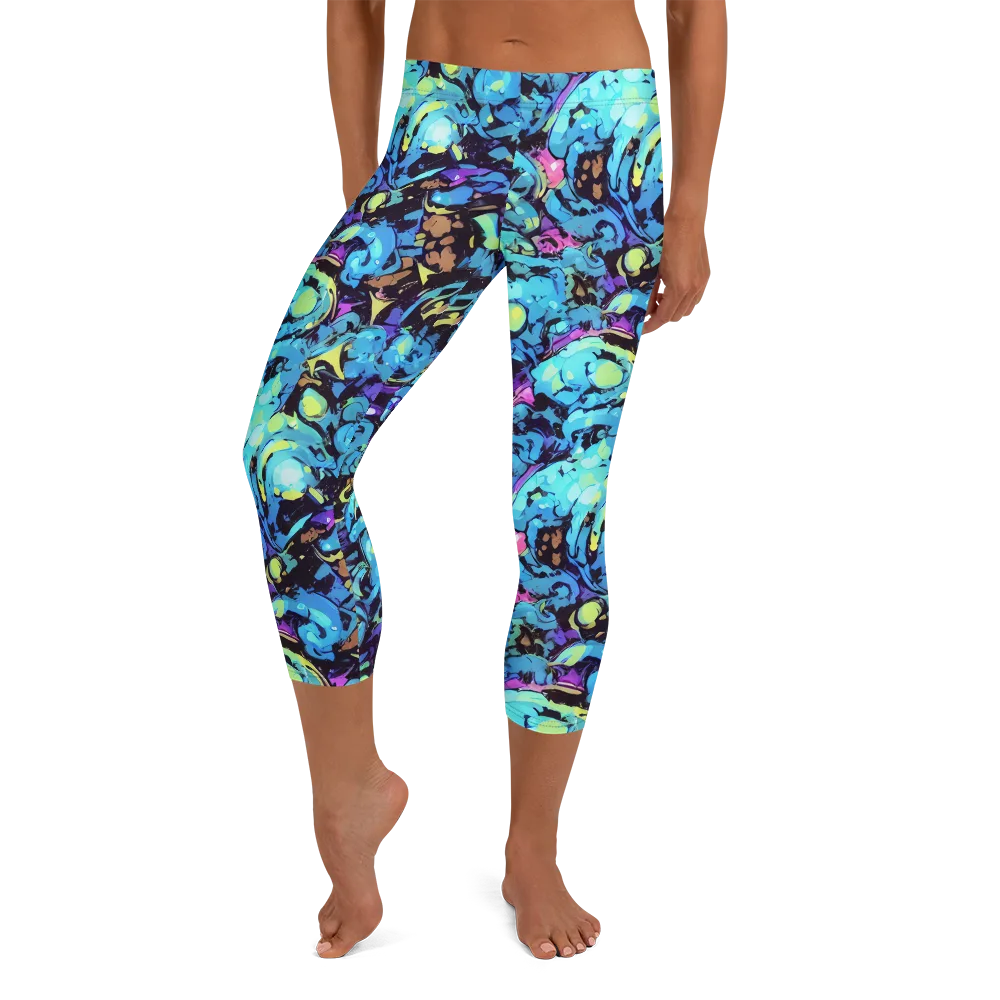 Voltage Bouquet on Capri Leggings — Front