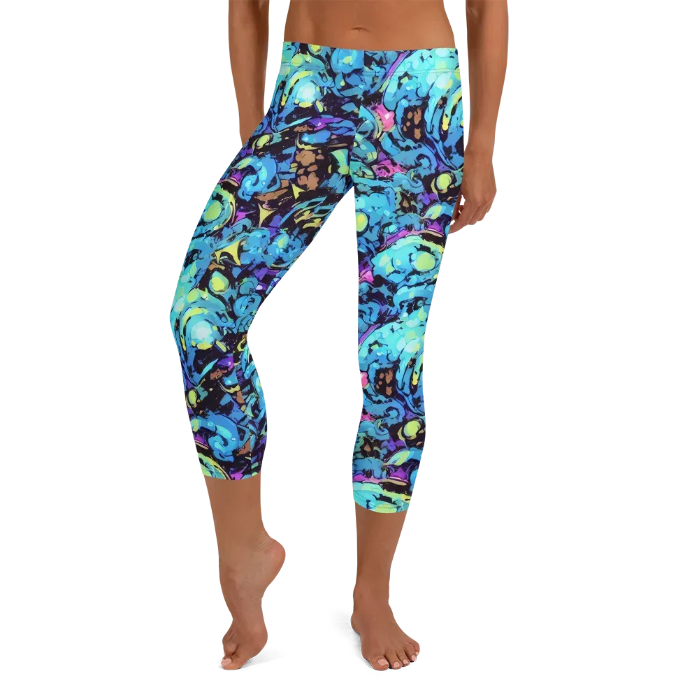 Voltage Bouquet on Capri Leggings — Front