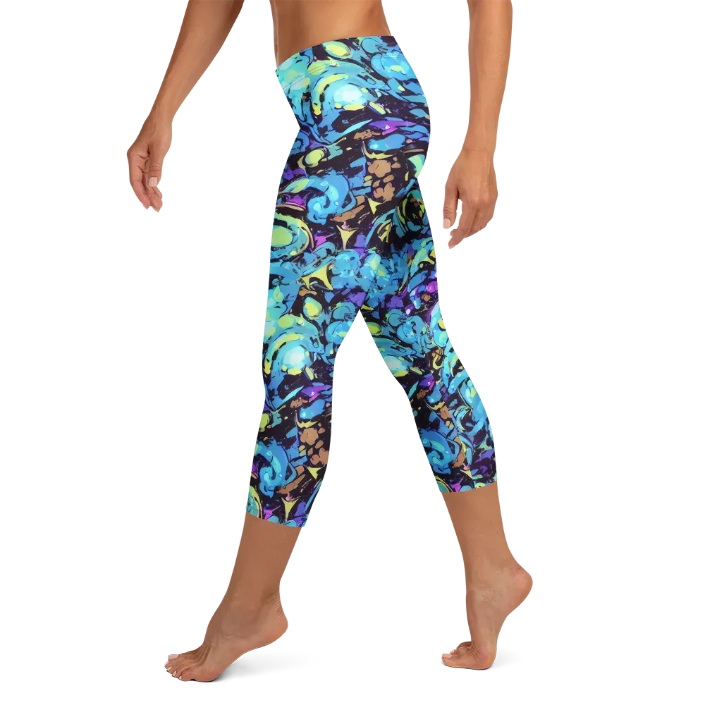 Voltage Bouquet on Capri Leggings — Left