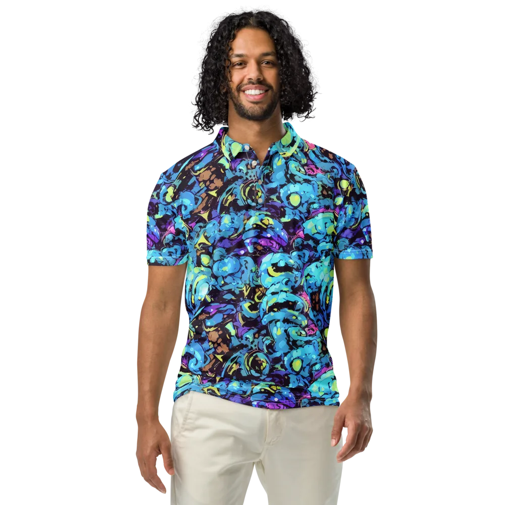 Voltage Bouquet on Men's Slim Fit Polo Shirt — Front