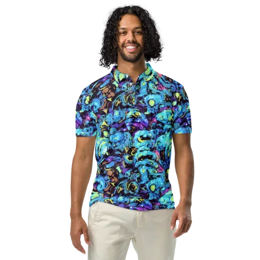 Voltage Bouquet on a Men's Slim Fit Polo Shirt