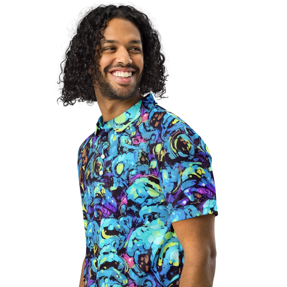 Voltage Bouquet on Men's Slim Fit Polo Shirt — Left Front