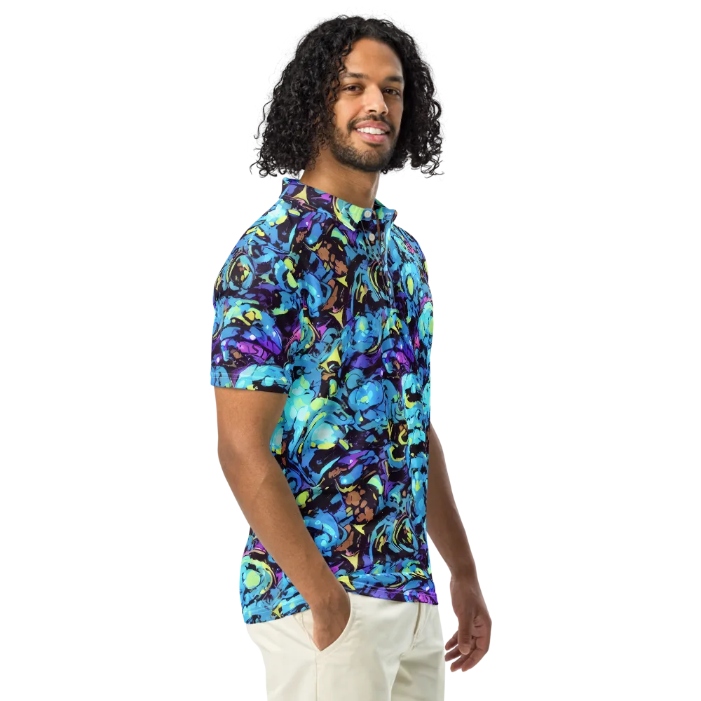 Voltage Bouquet on Men's Slim Fit Polo Shirt — Right Front