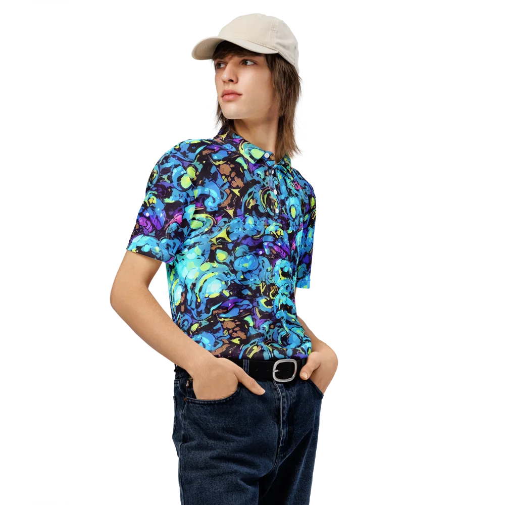 Voltage Bouquet on Men's Slim Fit Polo Shirt — Right Front