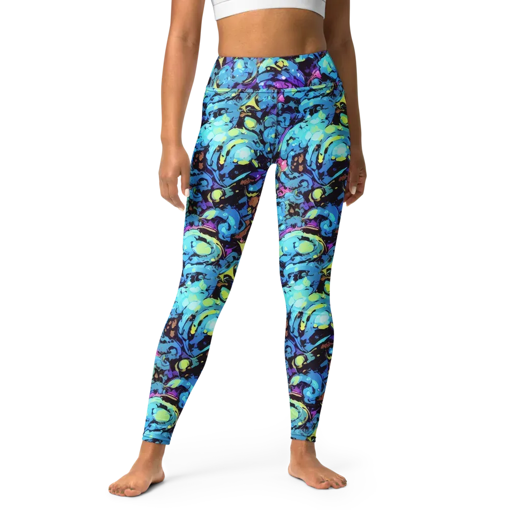 Voltage Bouquet on Yoga Leggings — Front