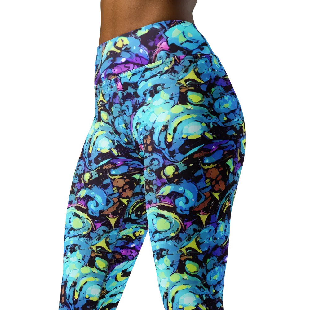 Voltage Bouquet on Yoga Leggings — Left Front