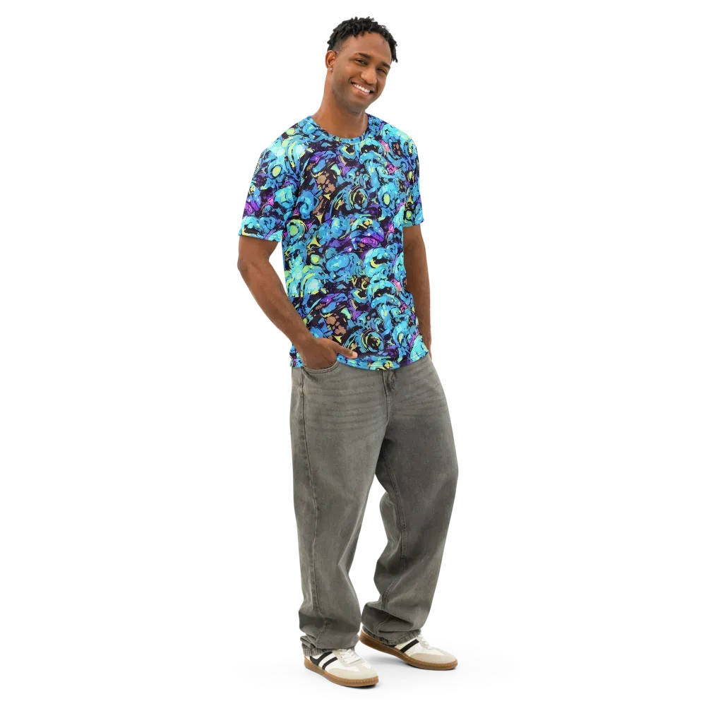 Voltage Bouquet on Men's Cotton Crew Neck T-Shirt — Right Front