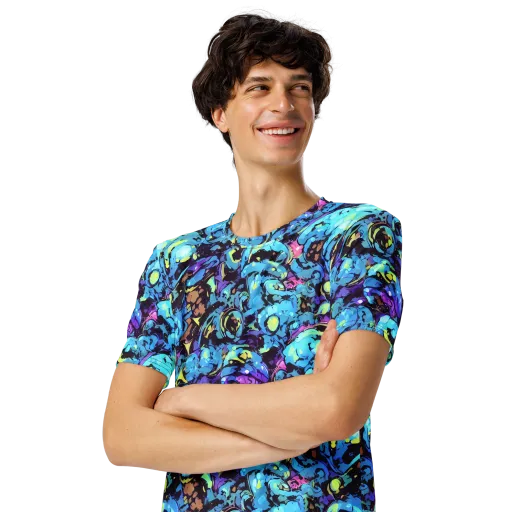 Voltage Bouquet on a Men's Crew Neck T-Shirt