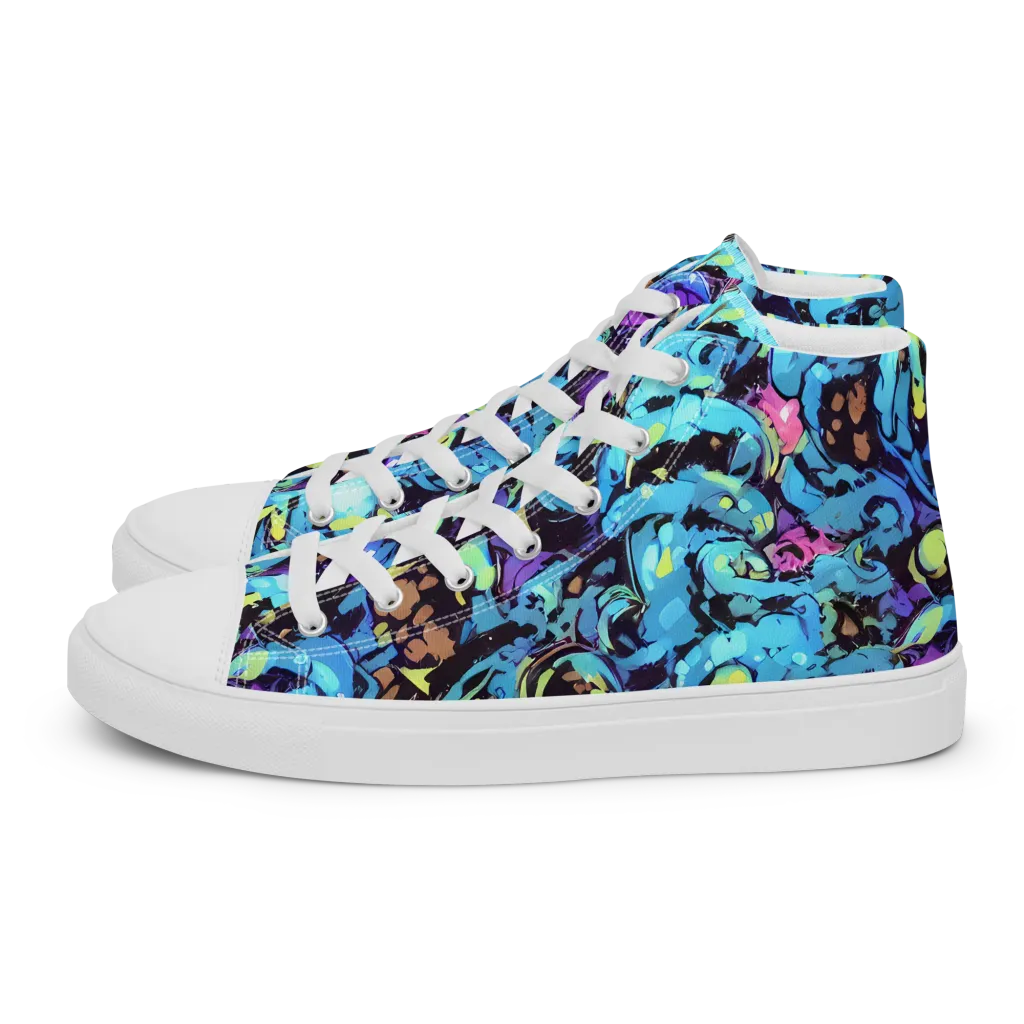Voltage Bouquet on Men's High Top Canvas Shoes — Left
