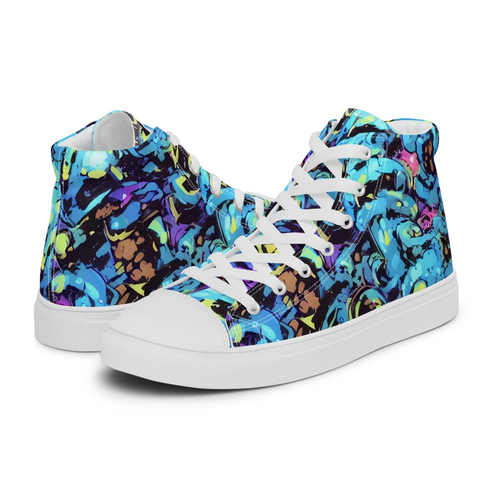 Voltage Bouquet on Men's High Top Canvas Shoes — Left
