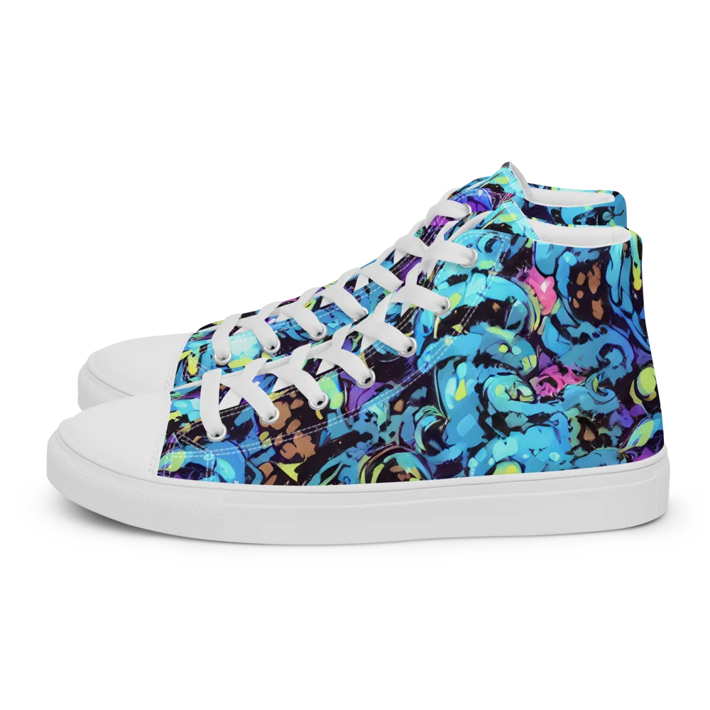 Voltage Bouquet on Women's High Top Canvas Shoes — Left