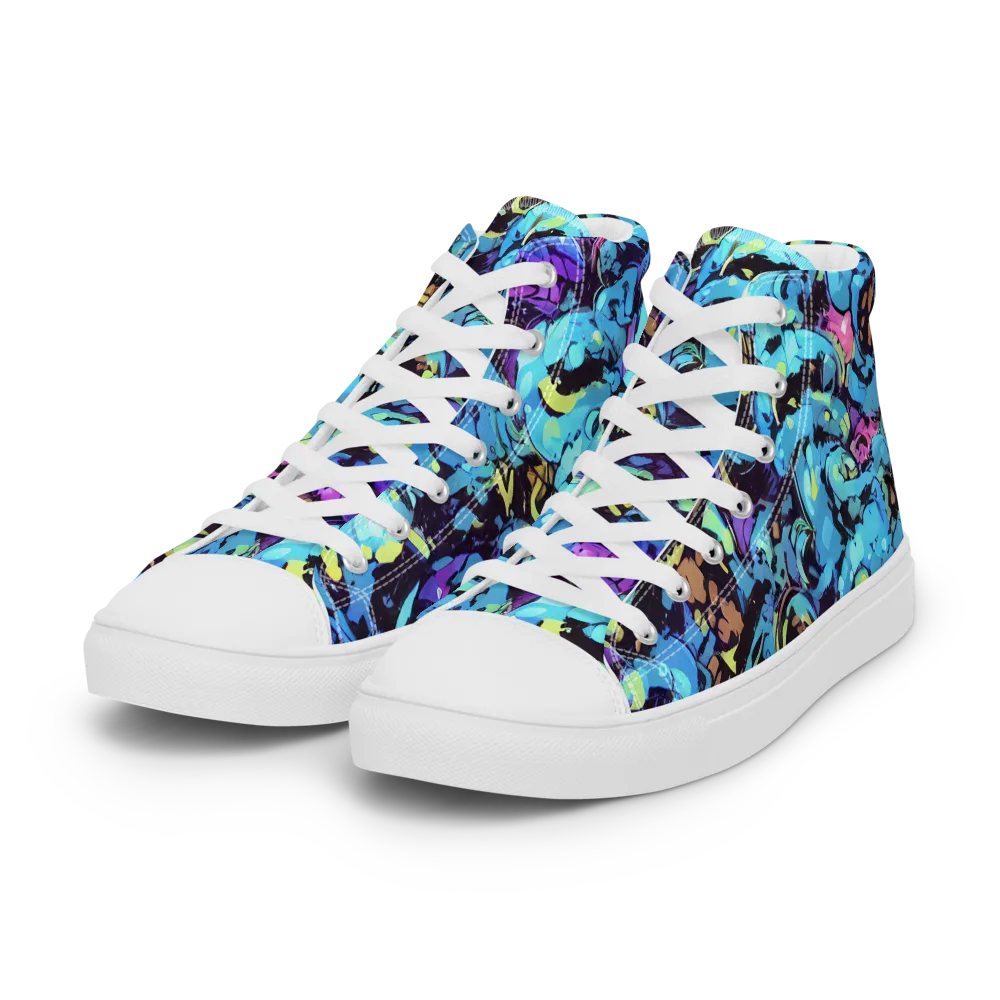 Voltage Bouquet on Women's High Top Canvas Shoes — Left Front