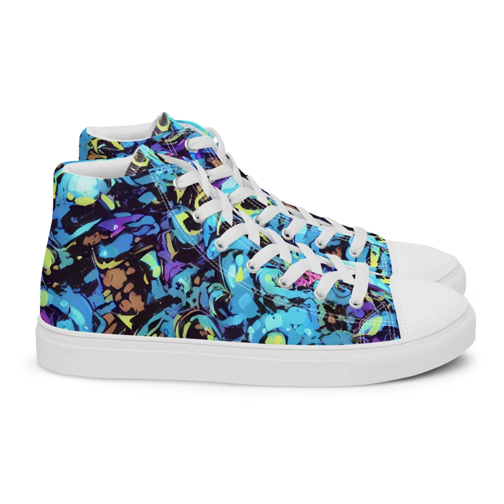 Voltage Bouquet on Women's High Top Canvas Shoes — Right