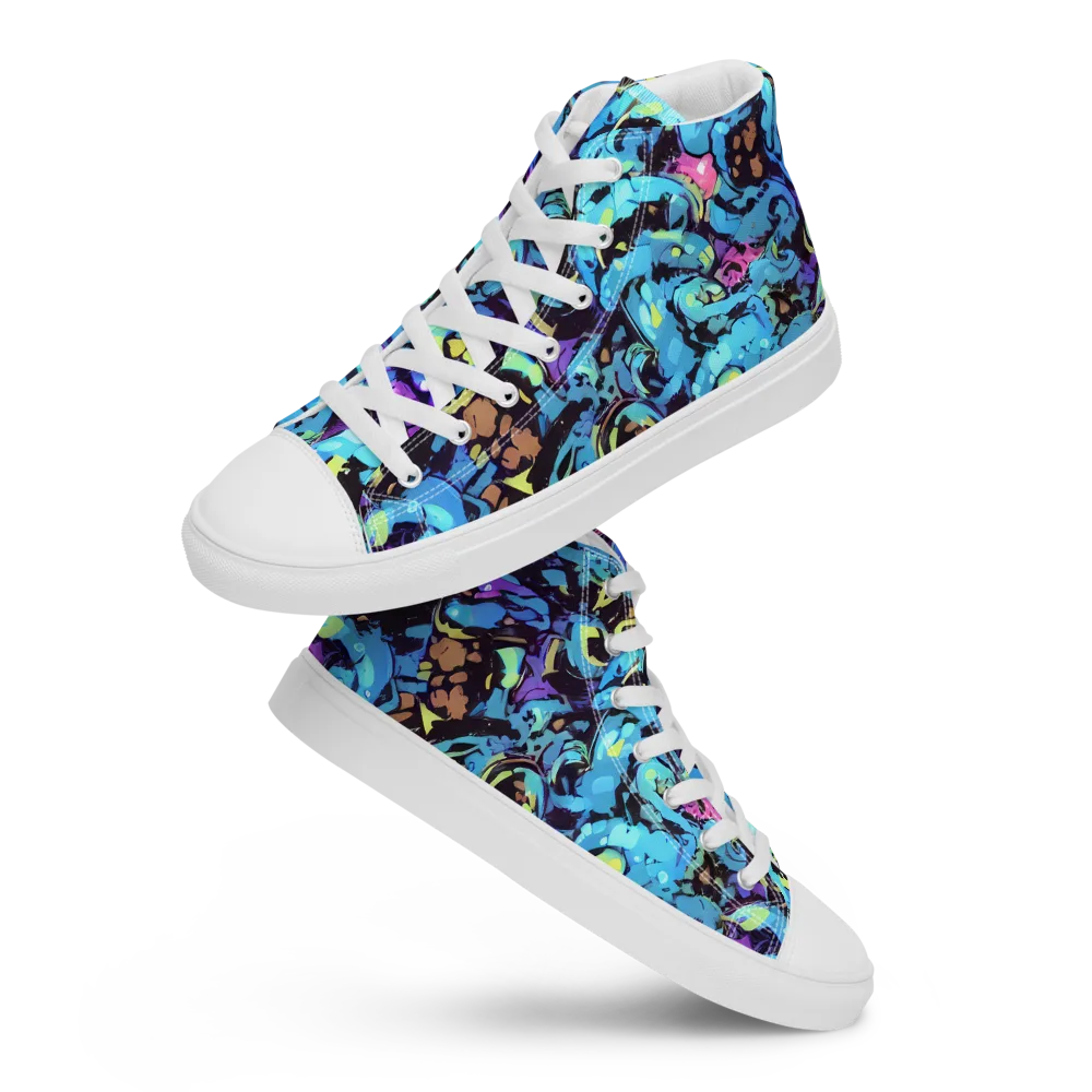 Voltage Bouquet on Women's High Top Canvas Shoes — Front