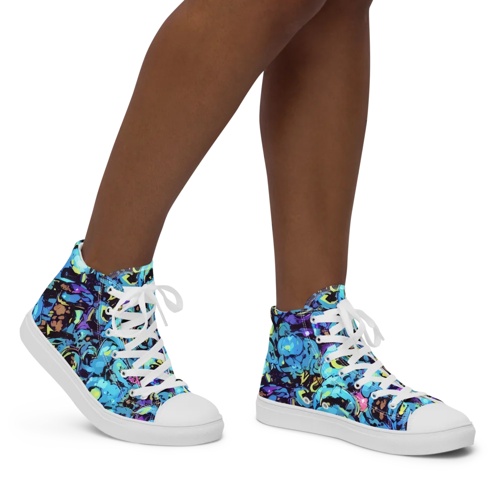 Voltage Bouquet on Women's High Top Canvas Shoes — Right