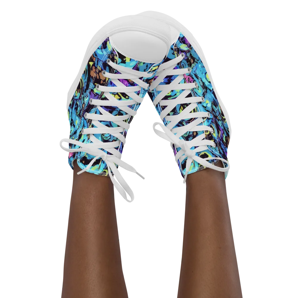 Voltage Bouquet on Women's High Top Canvas Shoes — Front