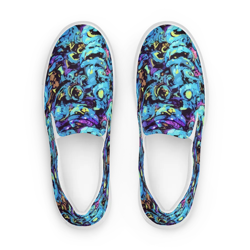 Voltage Bouquet on Men's Slip-On Canvas Shoes — Front