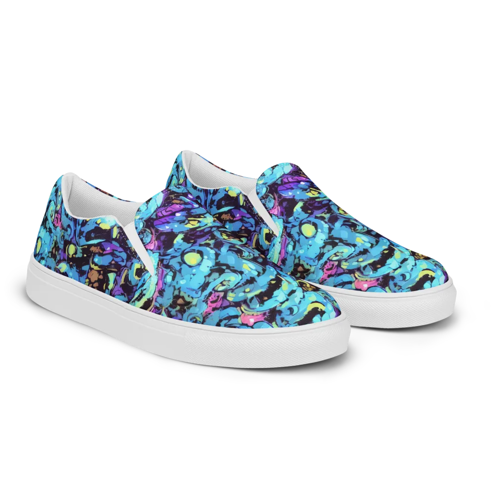 Voltage Bouquet on Men's Slip-On Canvas Shoes — Right Front