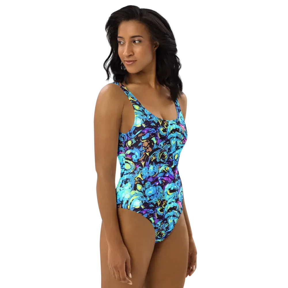 Voltage Bouquet on One-Piece Swimsuit — Right